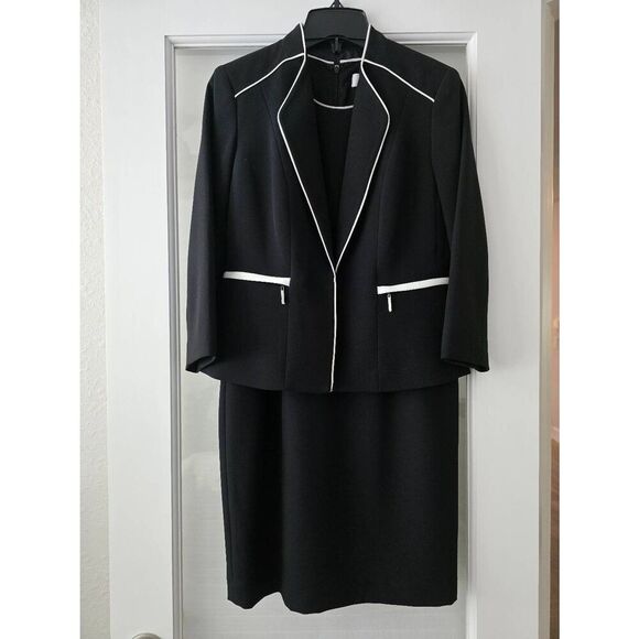 Women's Kasper Jacket and‎ Dress Black and White Size 2 Petite - Picture 1 of 11
